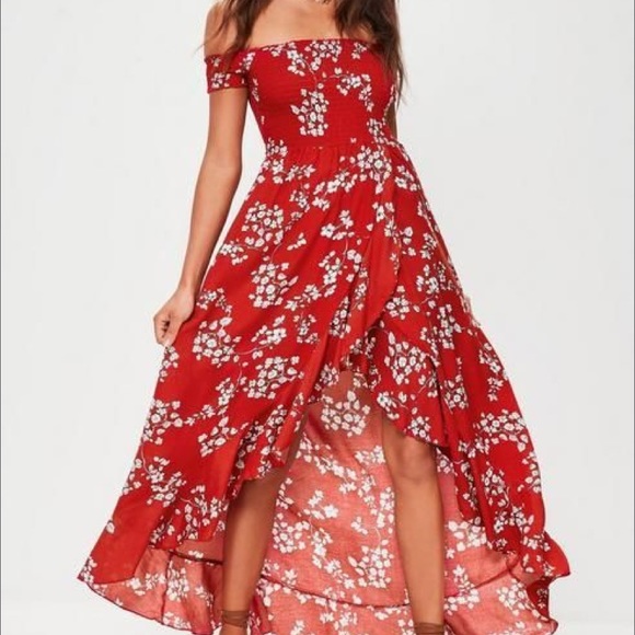 missguided red floral dress
